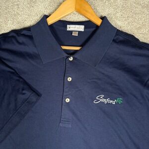 Peter Millar Sanford Navy Blue Short Sleeve Golf Polo Shirt Men's‎ XXL Cotton